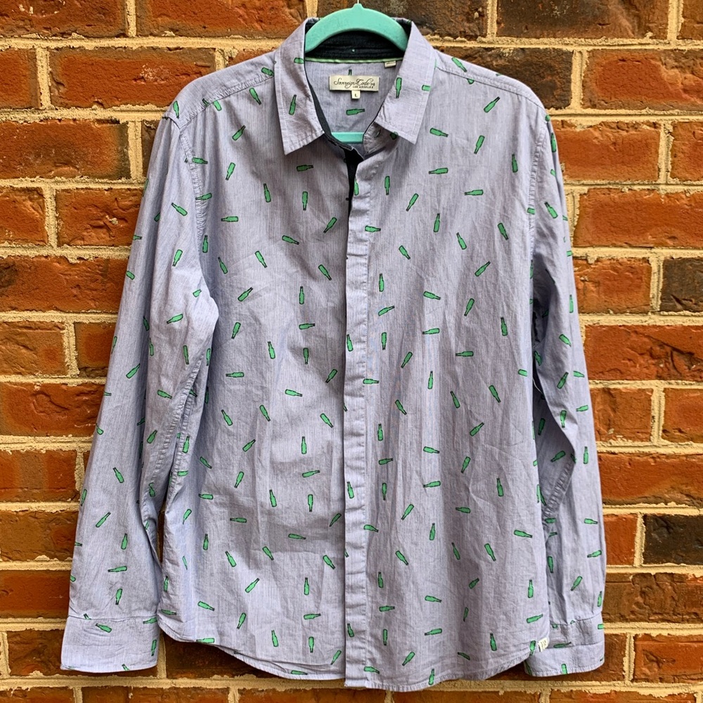 Sovereign Code Beer Bottle Print Button Down Shirt - image 2